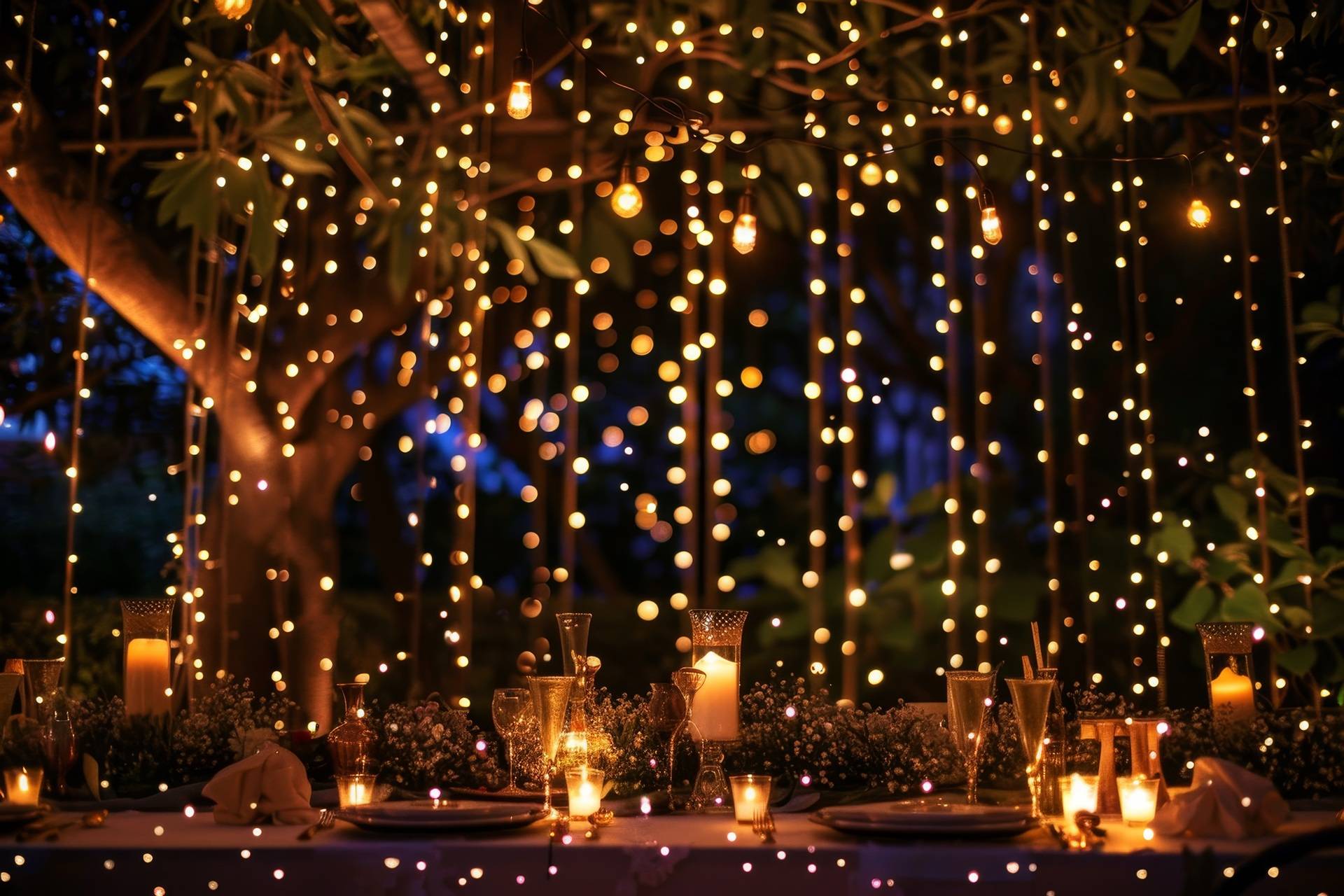 Abendliche Tischszene mit Lichtdeko | LED Streifen 12V