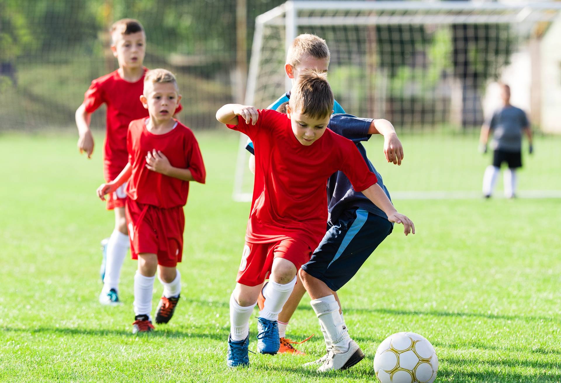 Kinder spielen Fußball auf dem Trainingsfeld | Kinderkarate München